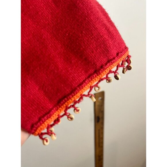 Retro Beaded Cardigan Red XL Festive Hippie Boho Western Indie Folk Chic Artsy - Picture 3 of 8